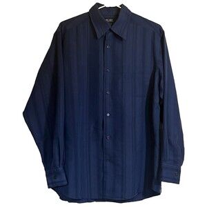 Axcess Claiborne Shirt L Blue Stripe Button Down Casual Workwear Spring Layer